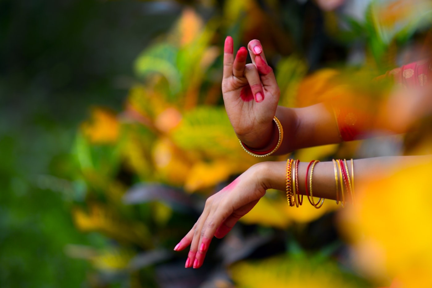 Classical dance hand gesture with ornaments
